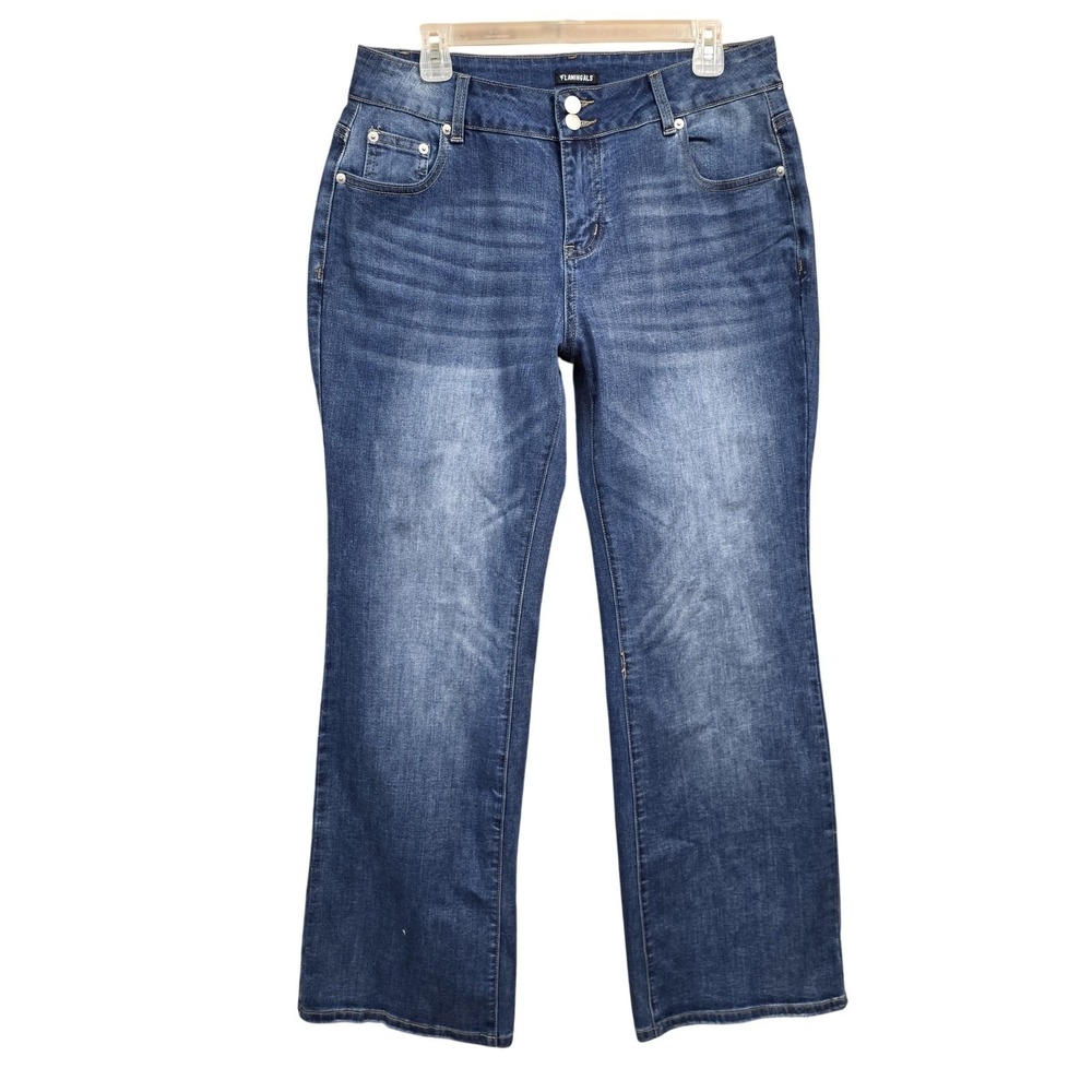 Flamingals Jeans Womens XL Blue High Rise Bootcut Stretch Denim Medium Wash